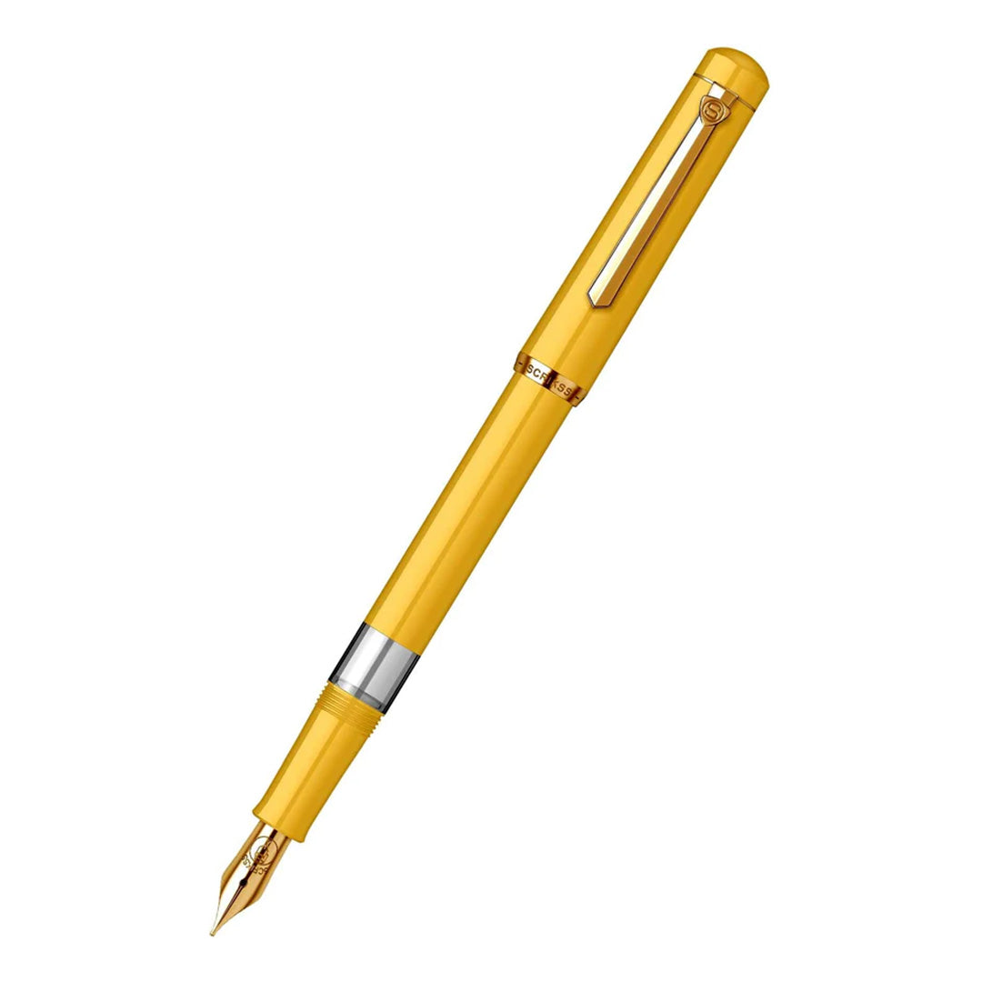 Scrikss | 419 Legendary | Fountain Ink Pen | Medium Nib | Gold Plated | Glossy Yellow Barrel