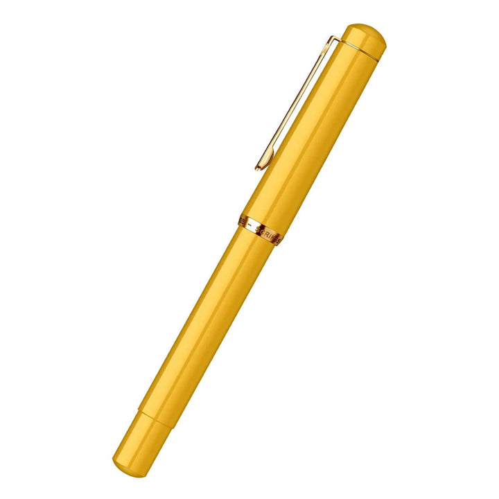 Scrikss | 419 Legendary | Fountain Ink Pen | Medium Nib | Gold Plated | Glossy Yellow Barrel