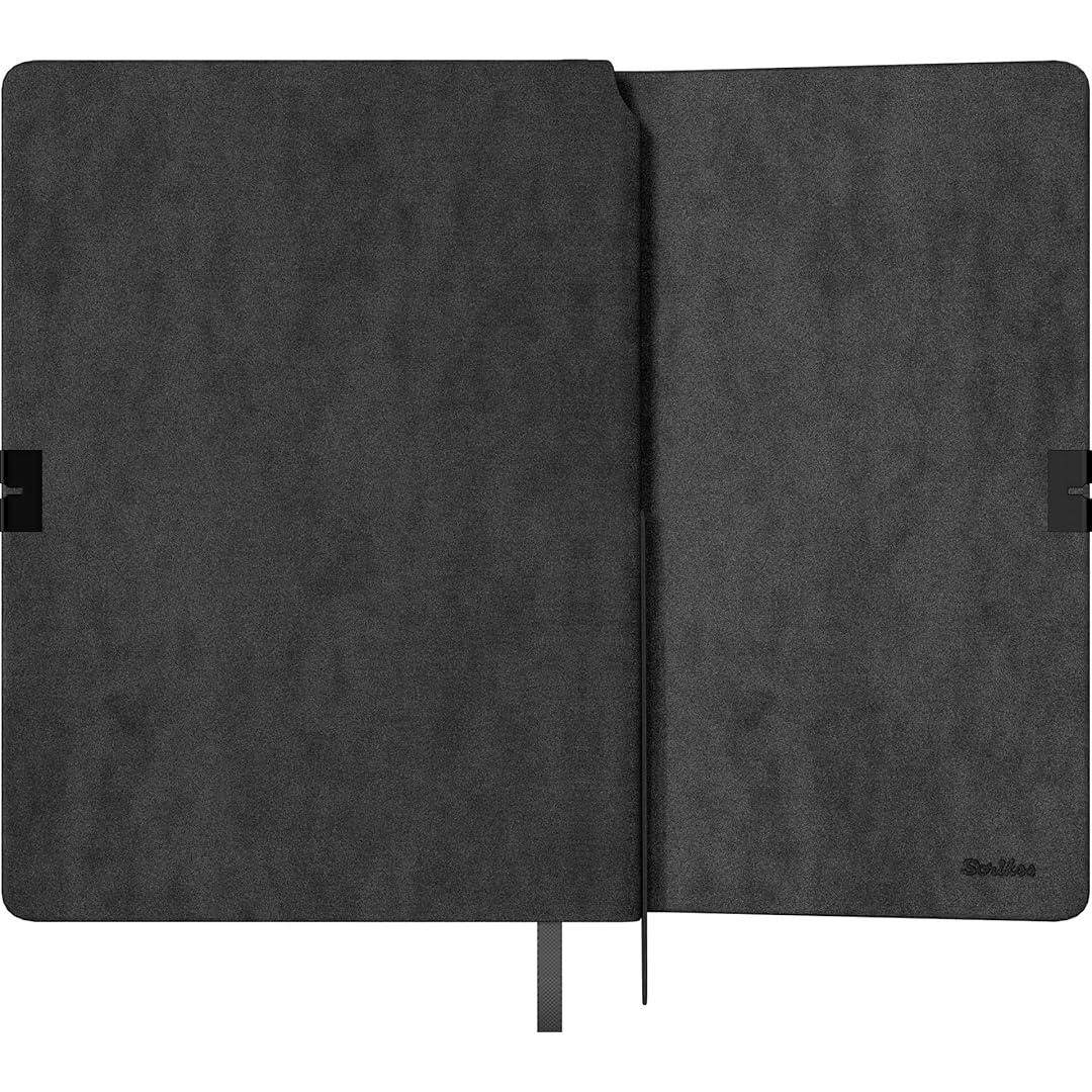 Scrikss | A5 Size | Premium Notebook | Black Faux Leather Paperback Cover | Ruled