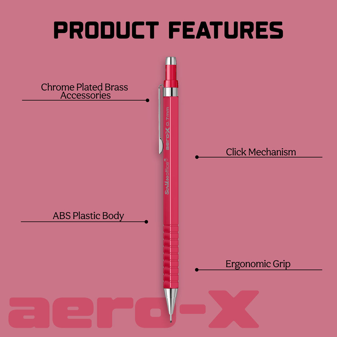 Scrikss | Aero-X | Mechanical Pencil | 0.7mm | Red