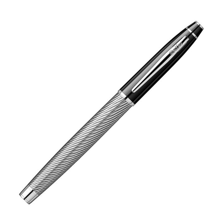 Scrikss Noble 35 Broad nib Fountain Pen - Spiral Black Chrome GT