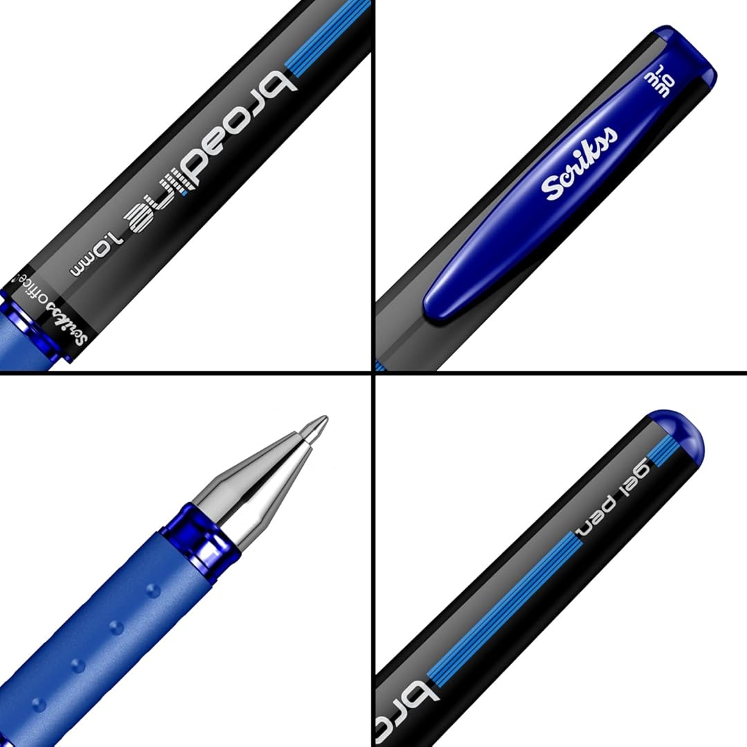 Scrikss Broadline Gel Pen 1mm (Pack Of 12) | Blue