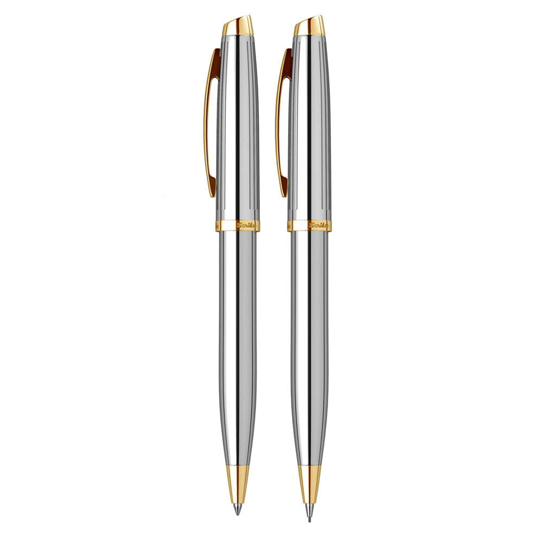Scrikss Oscar 39 Ballpoint Pen and Mechanical Pencil Set - Gold Chrome