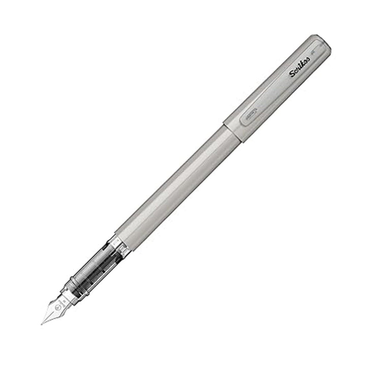 Scrikss Primeo Medium Nib Fountain Pen | 3 Cartridges Included | Stainless Steel Nib &amp; ABS Body | Grey | in Blister Pack - penpencilink