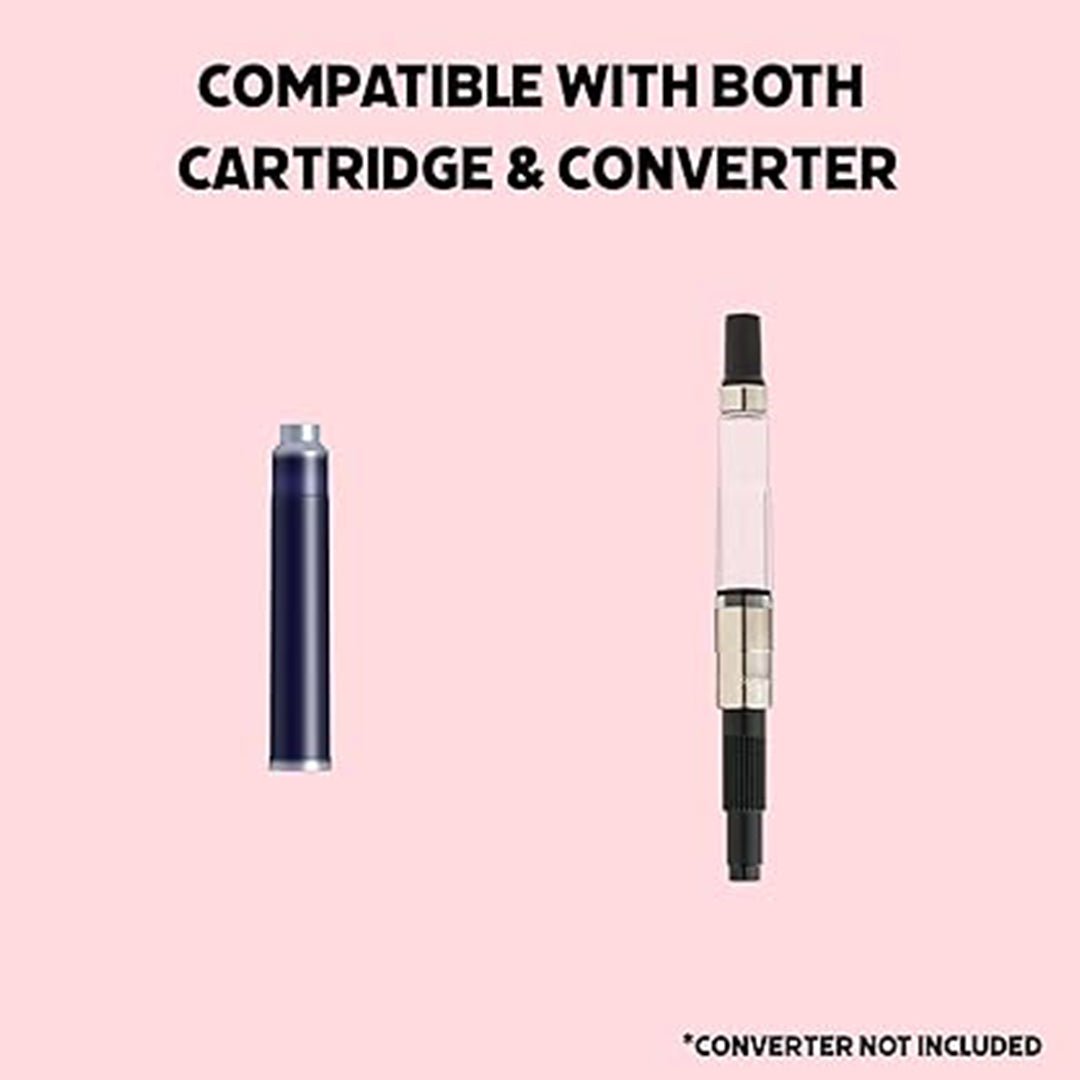 Scrikss Primeo Medium Nib Fountain Pen | 3 Cartridges Included | Stainless Steel Nib &amp; ABS Body | Pink | in Blister Pack - penpencilink