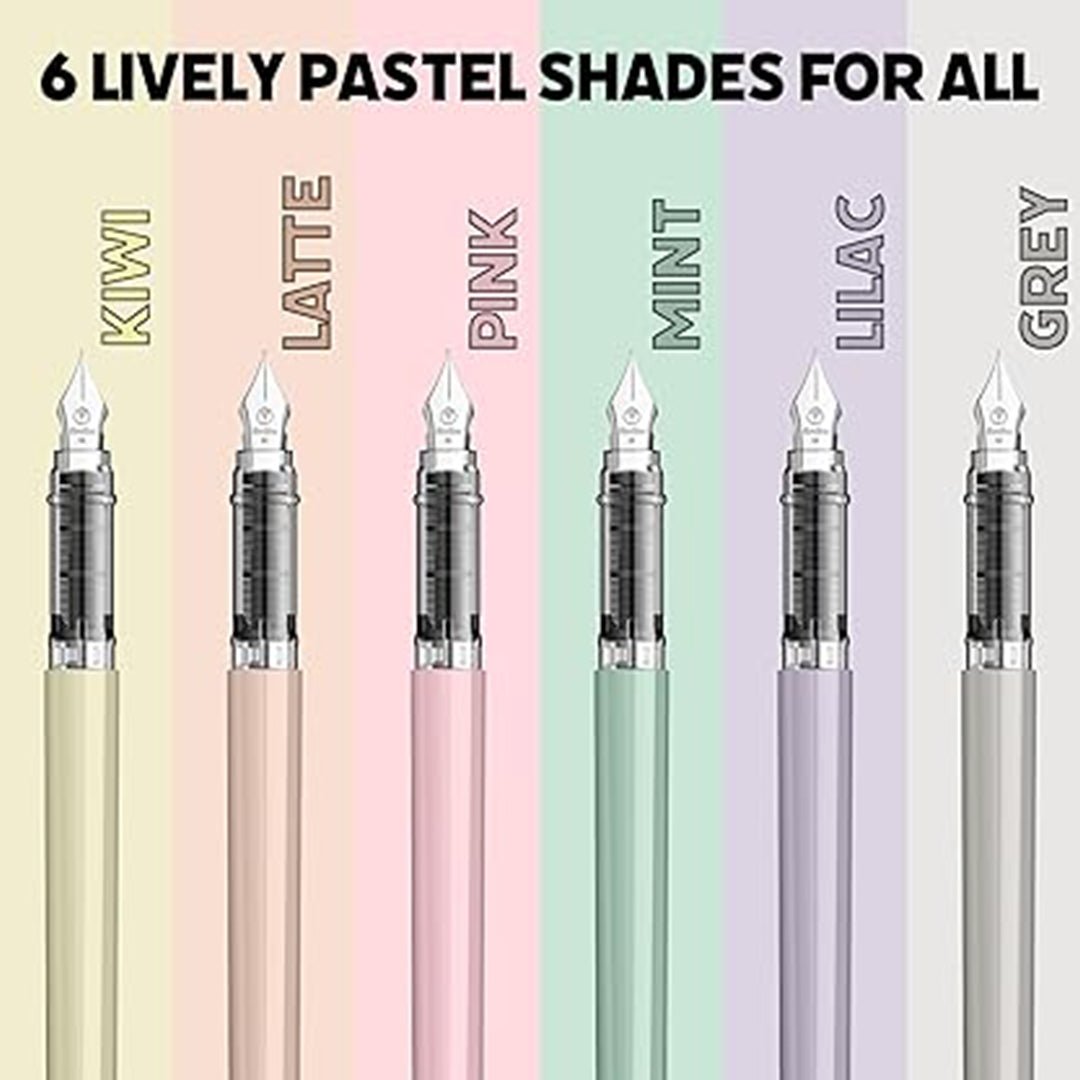Scrikss Primeo Medium Nib Fountain Pen | 3 Cartridges Included | Stainless Steel Nib &amp; ABS Body | Pink | in Blister Pack - penpencilink