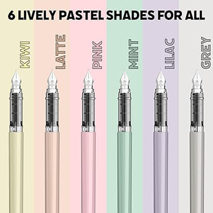 Scrikss Primeo Medium Nib Fountain Pen | 3 Cartridges Included | Stainless Steel Nib &amp; ABS Body | Pink | in Blister Pack - penpencilink