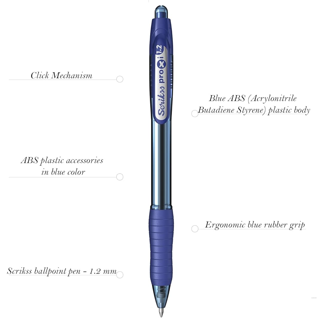Scrikss | Proxi Series | Ball Point Pen | 12 Blue Barrel