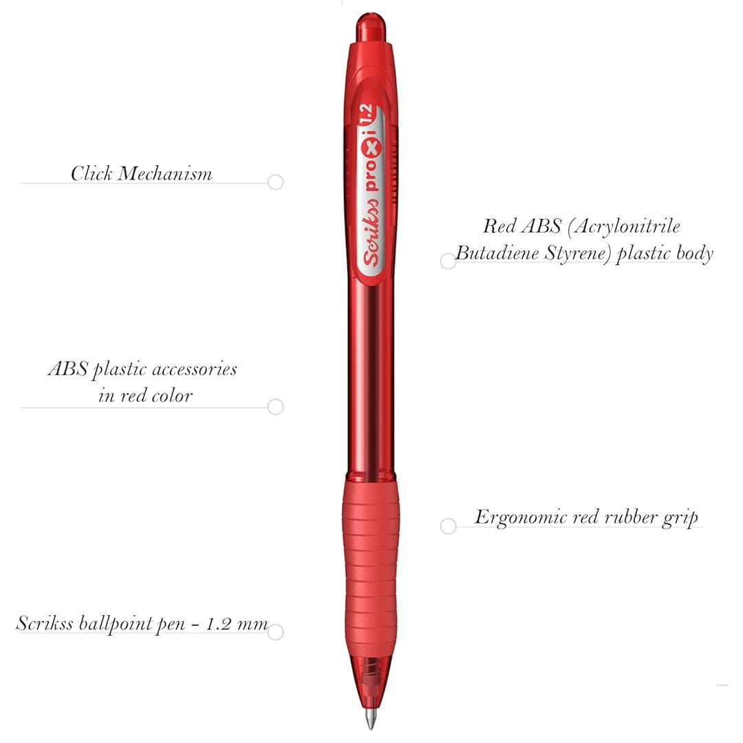 Scrikss | Proxi Series | Ball Point Pen | 12 Red Barrel