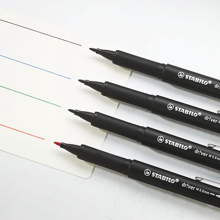 Stabilo | dr!ver Series | Premium Fineliner | Medium | Pack of 5 | Black