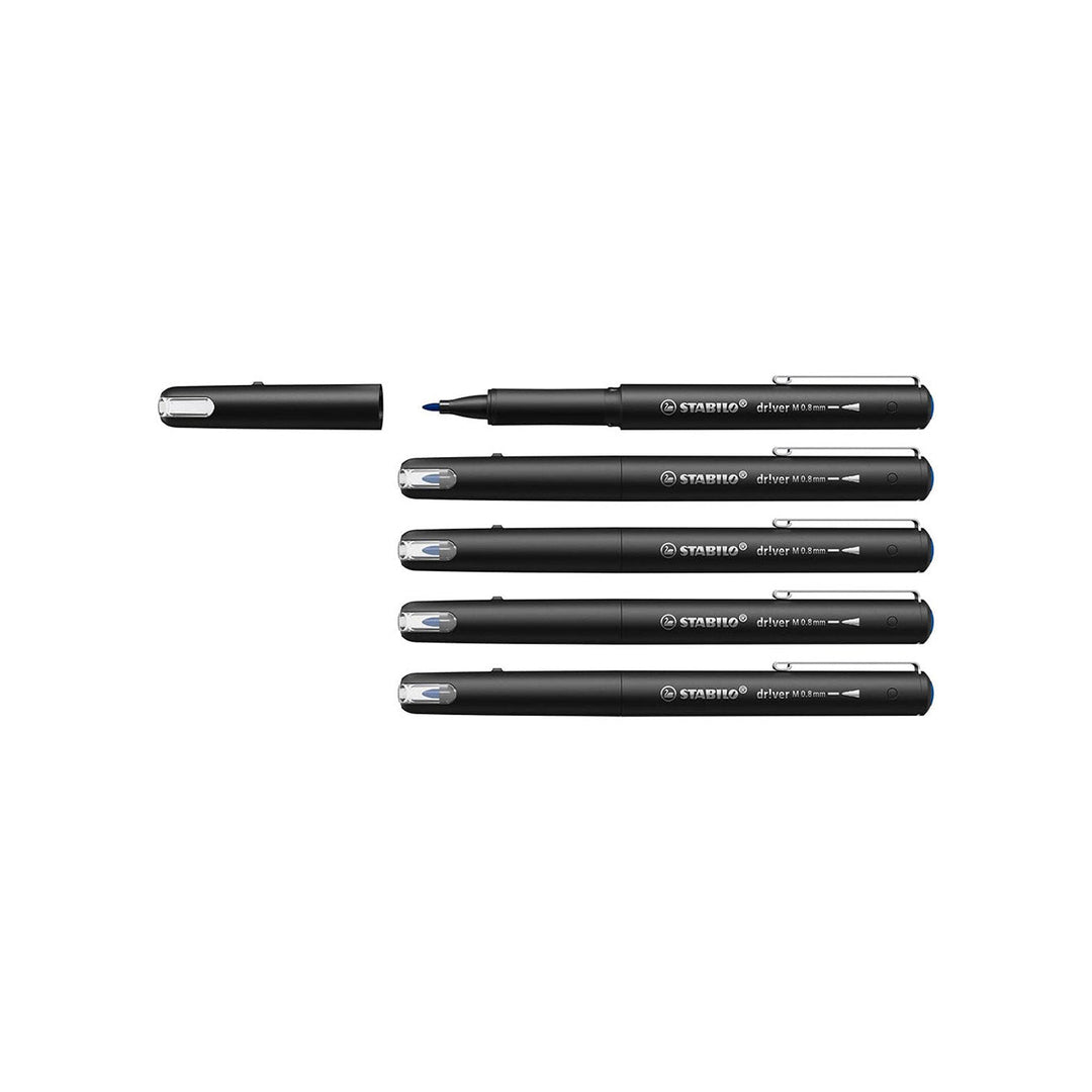 Stabilo dr!ver Premium Fineliner Blue – Medium Nib, Pack of 5