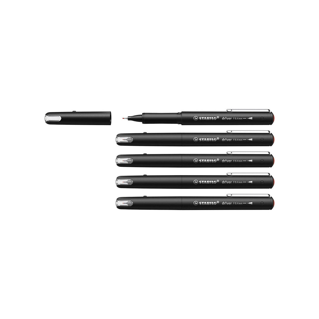 Stabilo dr!ver Premium Fineliner Red – Fine Nib, Pack of 5