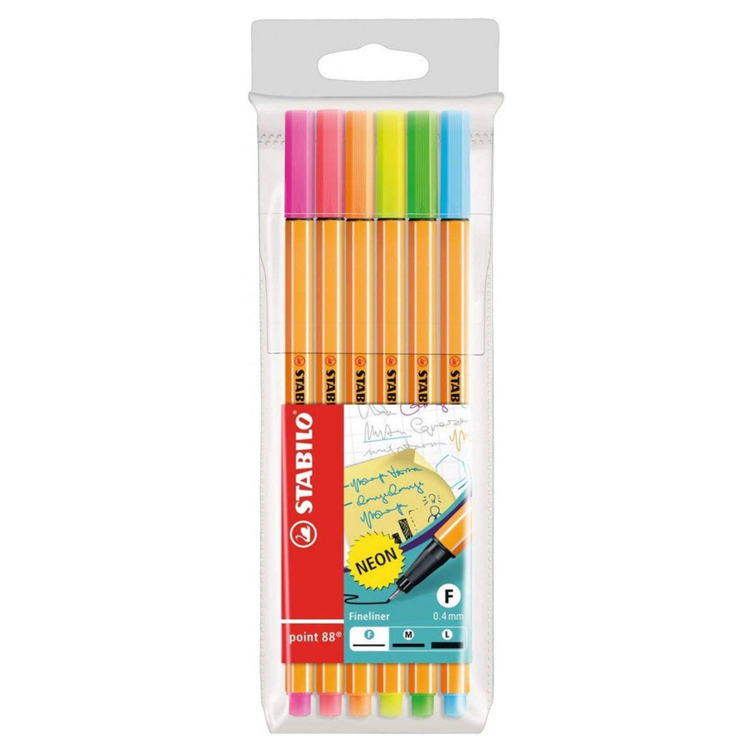 Stabilo | Point 88 | Fineliner | Neon Assorted Colors | Pack Of 6