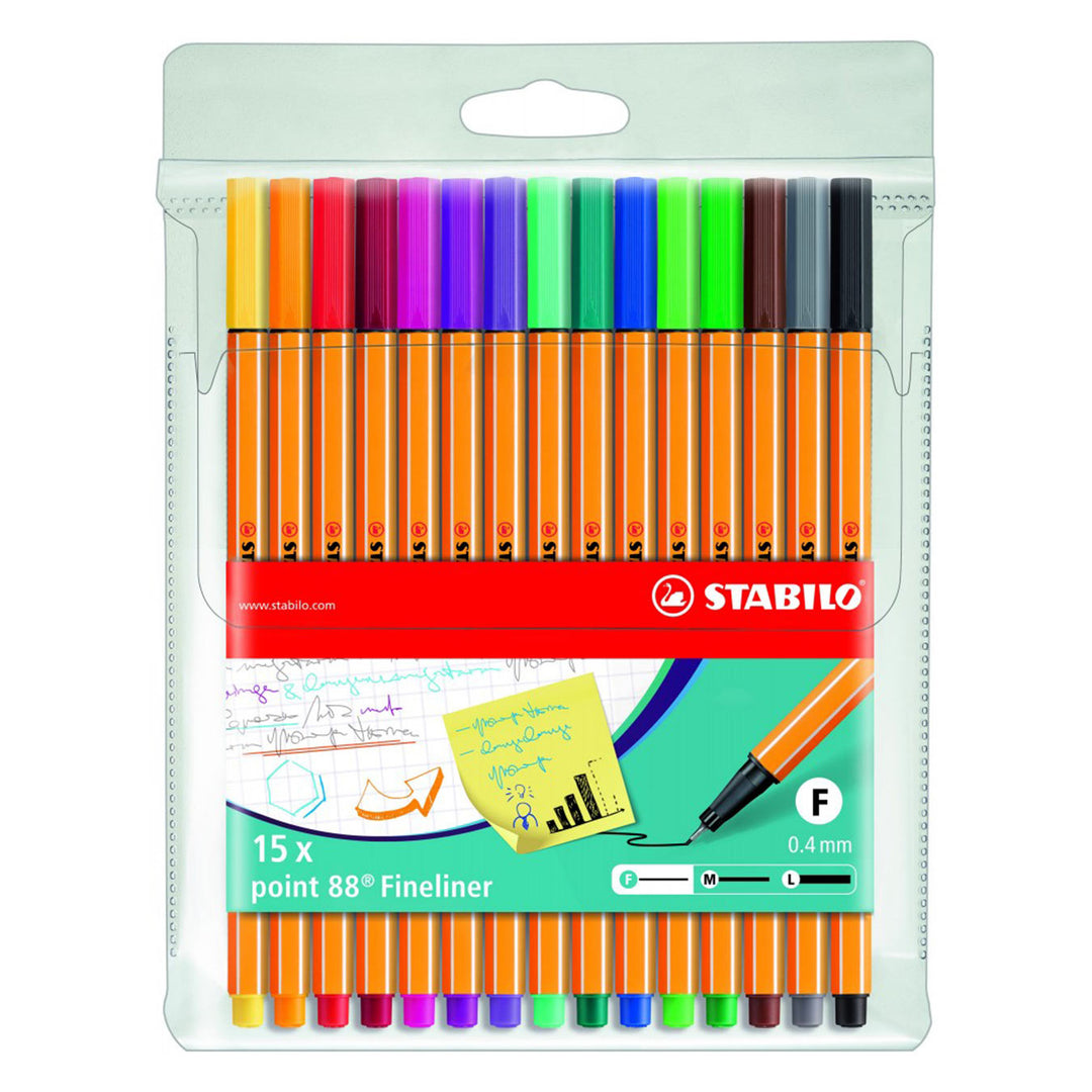 Stabilo | Point 88 | Fineliner | Assorted Colors | Pack Of 15