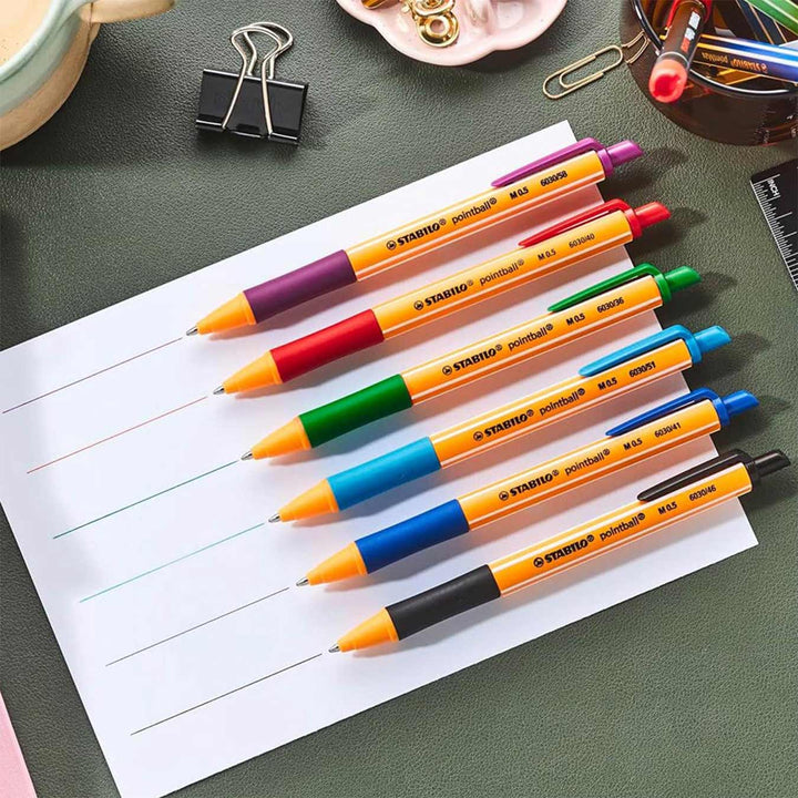 Stabilo | Pointball | Ballpoint Pen | Blue &amp; Black | Pack Of 2
