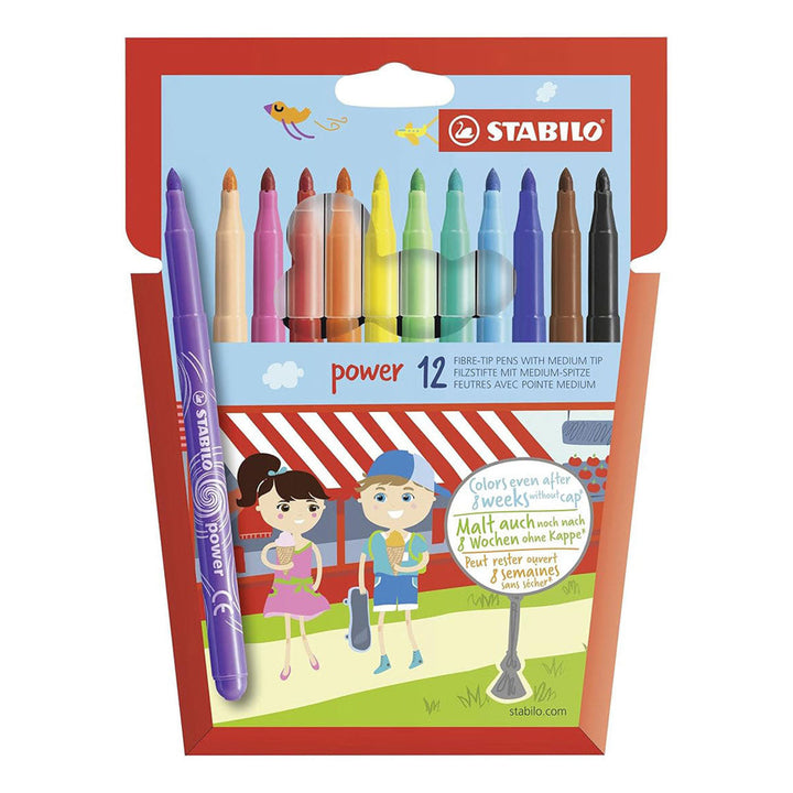 Stabilo | Power | Fibre-Tip | Pack of 12 | Assorted Colours