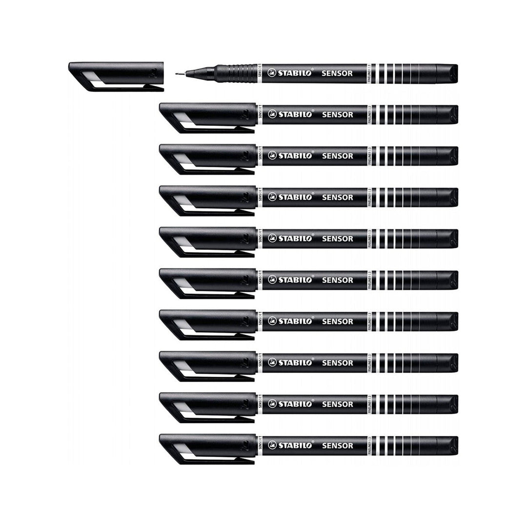 STABILO Sensor Medium Tip Black Fineliner Pen (Pack of 10)