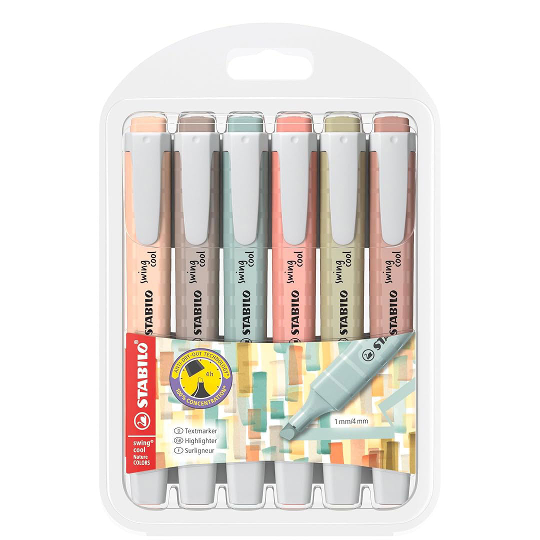 Stabilo | Swing Cool Highlighter Pen| Nature Colors | Pack of 6