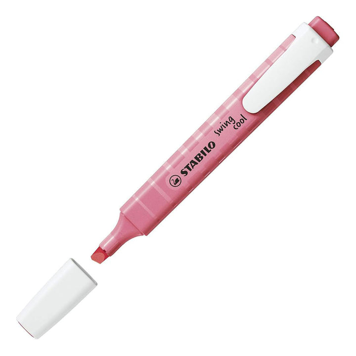 Stabilo | Swing Cool | Highlighter Pen | Pack of 4 | Cherry Blossom Pink, Dash of Lime, Cloudy Blue, Mellow Coral Red