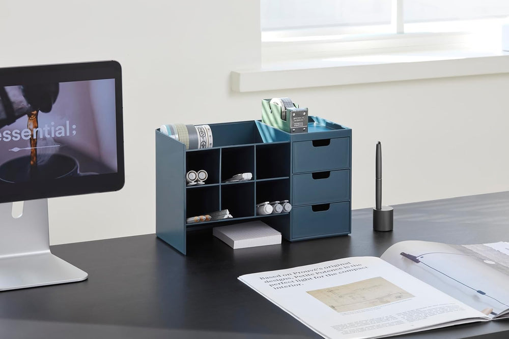 Sysmax Hive Stack Modular Desk Organizer with 3 Drawers – Persian Blue - Aarcaai