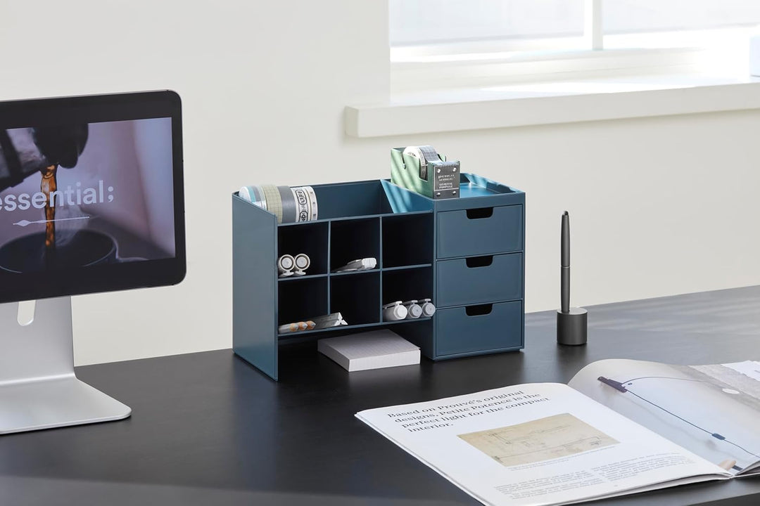Sysmax Hive Stack Modular Desk Organizer with 3 Drawers – Persian Blue - Aarcaai