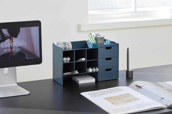 Sysmax Hive Stack Modular Desk Organizer with 3 Drawers – Persian Blue - Aarcaai