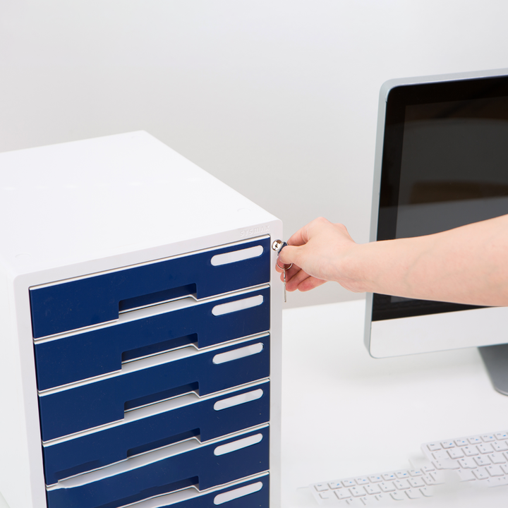 Sysmax | Lockable File Cabinet | 5 Drawers | Navy Blue|Deluxe Color | For Office School  &amp; Hospital