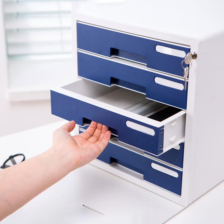 Sysmax | Lockable File Cabinet | 5 Drawers | Navy Blue|Deluxe Color | For Office School  &amp; Hospital