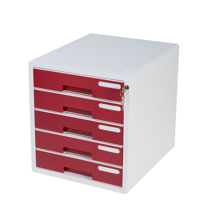 Sysmax | Lockable File Cabinet | 5 Drawers | Wine Red|Deluxe Color | For Office School  &amp; Hospital
