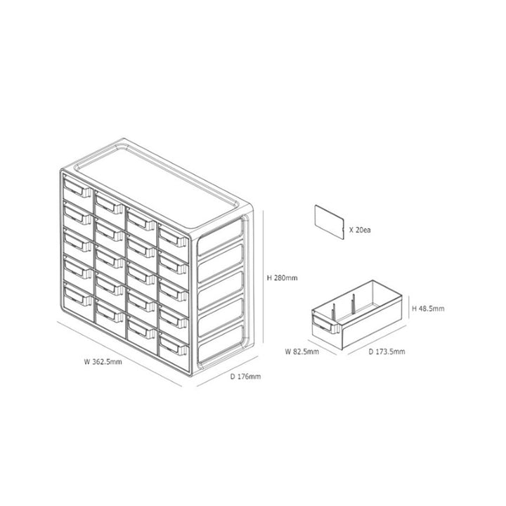 Sysmax | Multi Utility  Storage Box | 20 Drawers | Organizer | Yellow | Up System | For Office &amp; Home