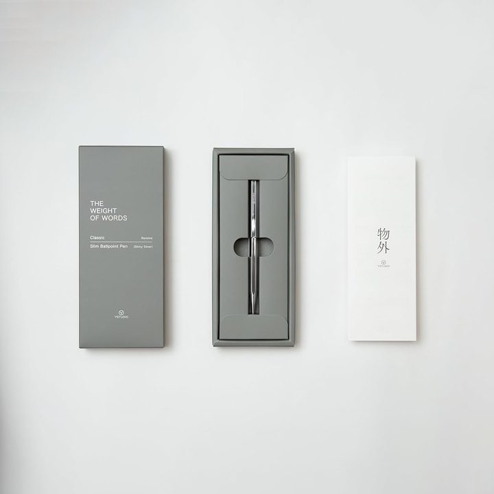 Ystudio Ballpoint Pen – Classic Revolve in Spring Shiny Silver