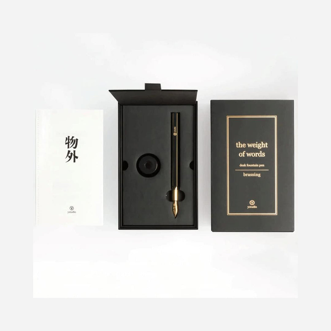 Ystudio Classic Revolve Desk Fountain Pen – Brassing Black