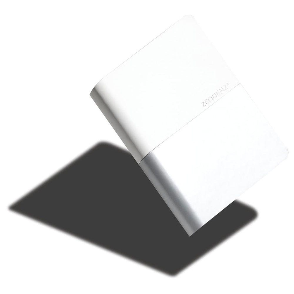 Zequenz A6 Size White Silver Notebook Squared & Blank Acid Free Paper 200 Pages each Ruling 400 Pages 70GSM 360 Degree Flexibility 100% Handmade PU and White paper Basic Plus Series - penpencilink