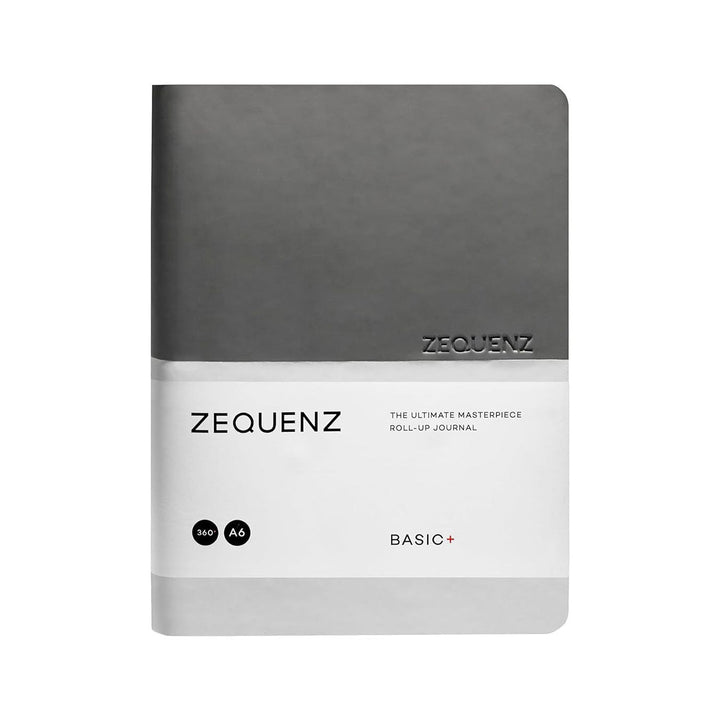 Zequenz A6 Size Grey White Notebook Squared &amp; Blank Acid Free Paper 200 Pages each Ruling 400 Pages 70GSM 360 Degree Flexibility 100% Handmade PU and White paper Basic Plus Series