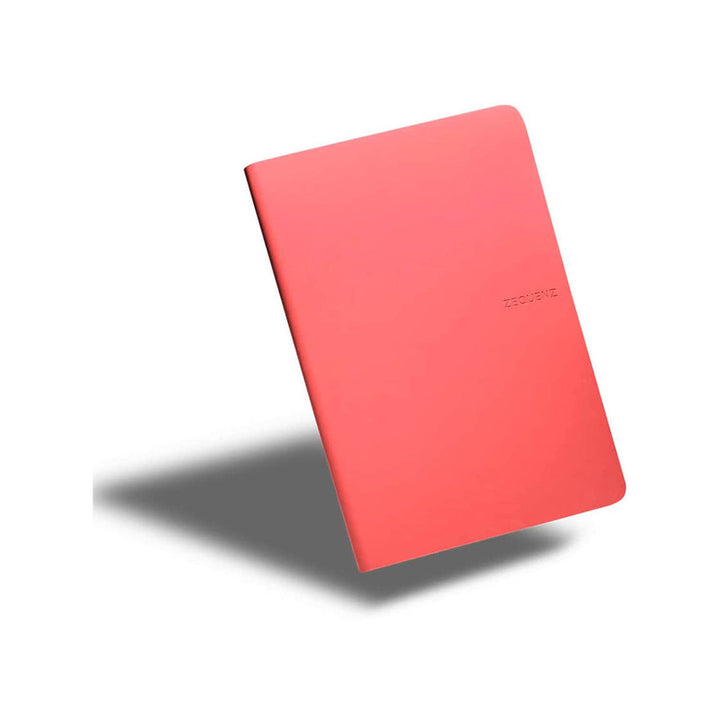 Zequenz A5 Size Coral Pink Slim Notebook Dotted Acid Free Paper 200 Pages 80GSM 360 Degree Flexibility 100% Handmade Fountain Pen Friendly Color Series Bookmark Included