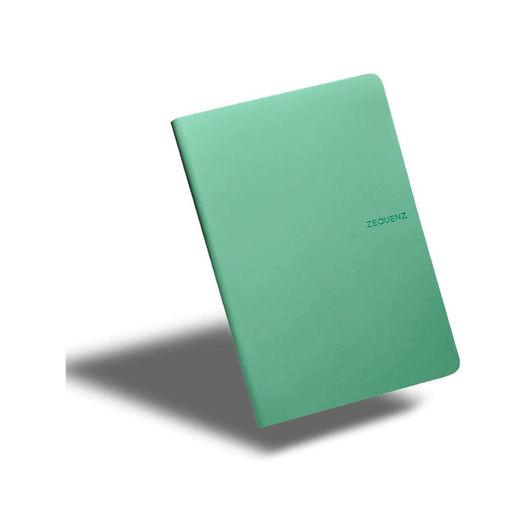 Zequenz A5 Size Fern Green Slim Notebook Squared Acid Free Paper 200 Pages 80GSM 360 Degree Flexibility 100% Handmade Fountain Pen Friendly Color Series Bookmark Included