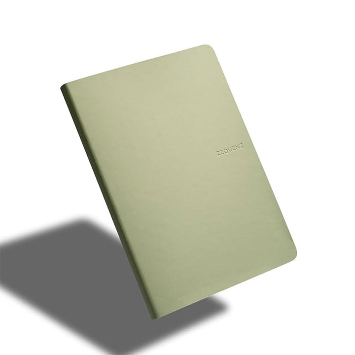 Zequenz A5 Size Olive Green Slim Notebook Blank Acid Free Paper 200 Pages 80GSM 360 Degree Flexibility 100% Handmade Fountain Pen Friendly Color Series Bookmark Included
