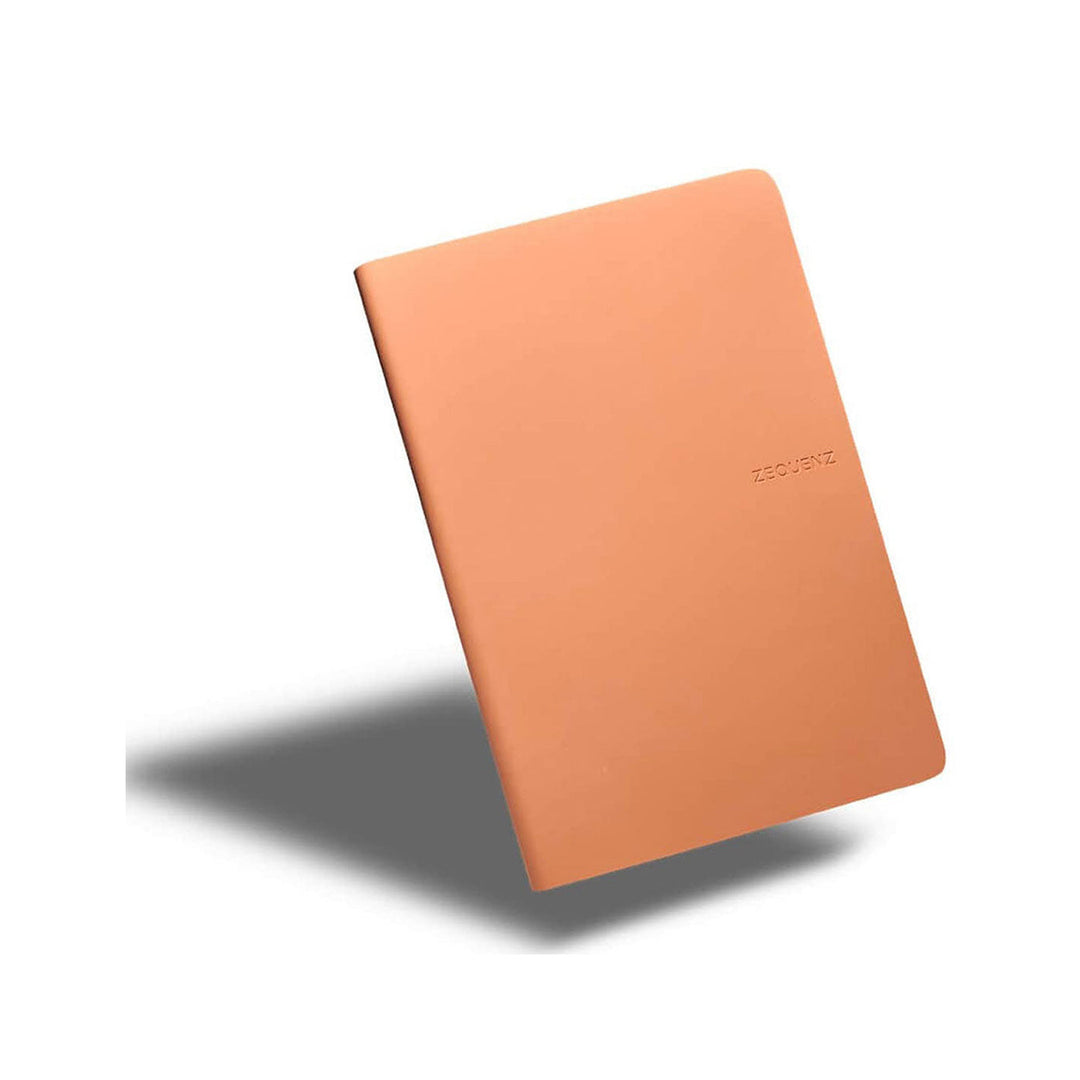 Zequenz A5 Size Peach Slim Notebook Squared Acid Free Paper 200 Pages 80GSM 360 Degree Flexibility 100% Handmade Fountain Pen Friendly Color Series Bookmark Included