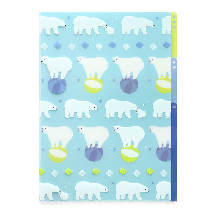 Midori 3 Pockets Clear A4 Folder - Polar Bear