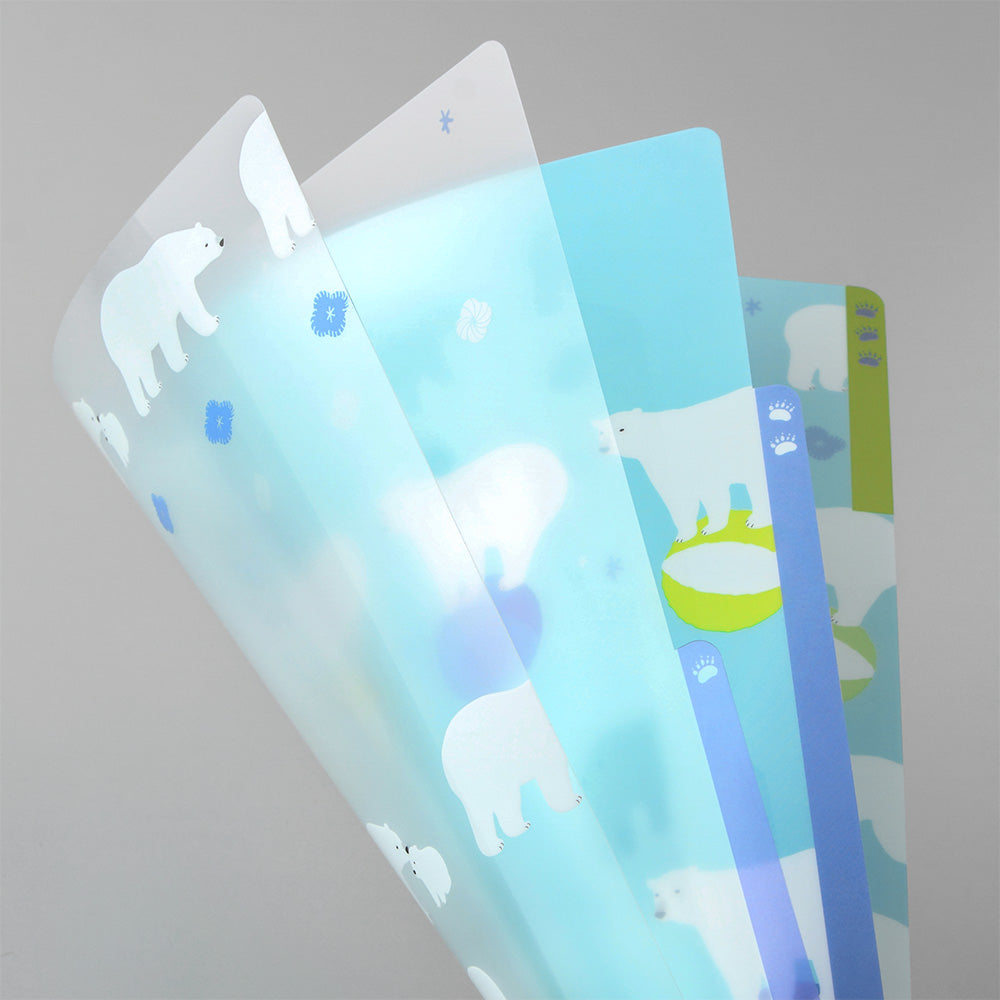 Midori 3 Pockets Clear A4 Folder - Polar Bear