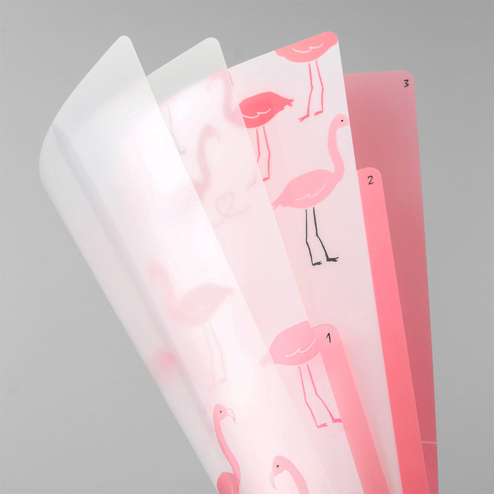 Midori 3 Pockets Clear A4 Folder - Flamingo