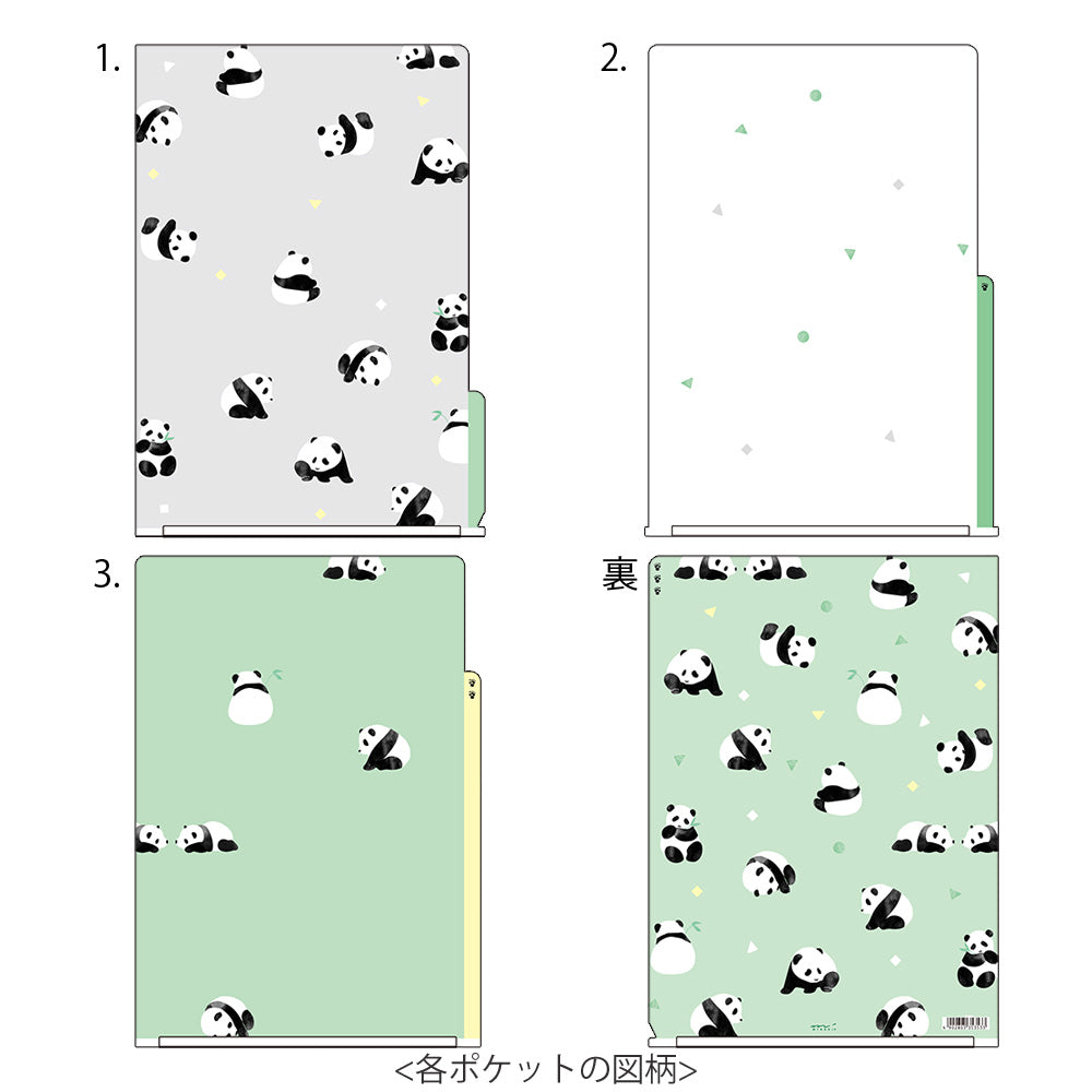 Midori 3 Pockets Clear A4 Folder - Panda