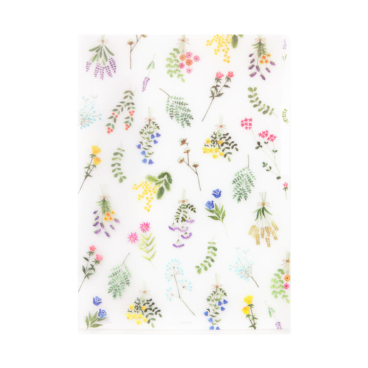 Midori 3 Pockets Clear A4 Folder - Dried Flower