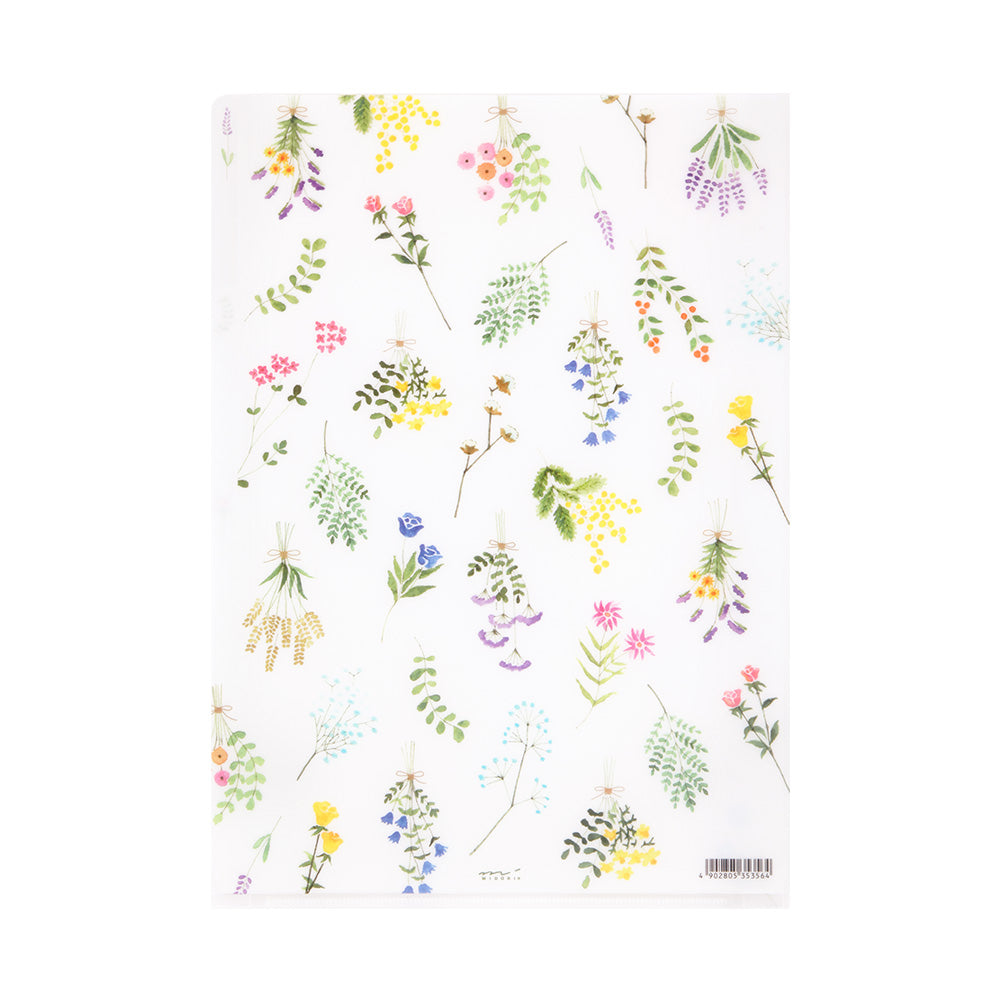 Midori 3 Pockets Clear A4 Folder - Dried Flower