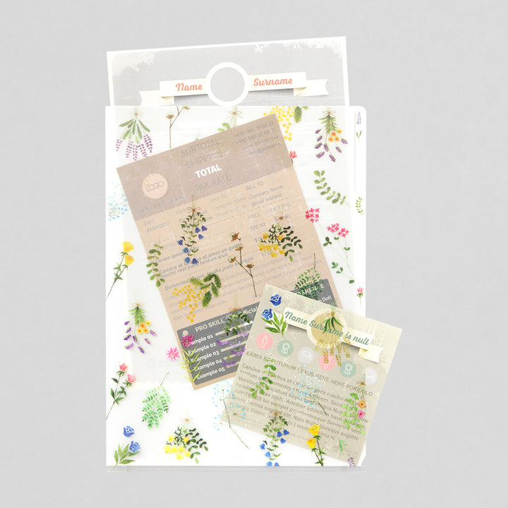 Midori 3 Pockets Clear A4 Folder - Dried Flower