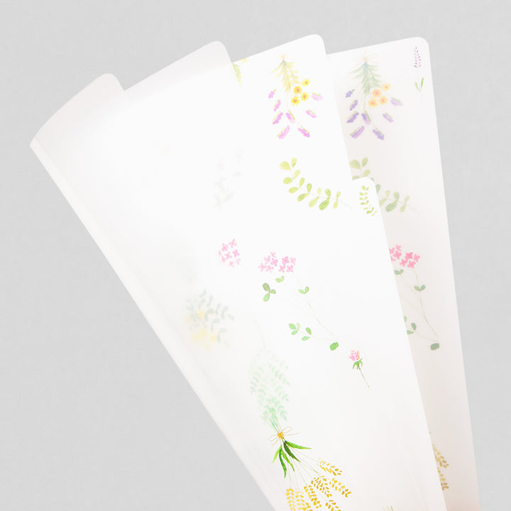 Midori 3 Pockets Clear A4 Folder - Dried Flower