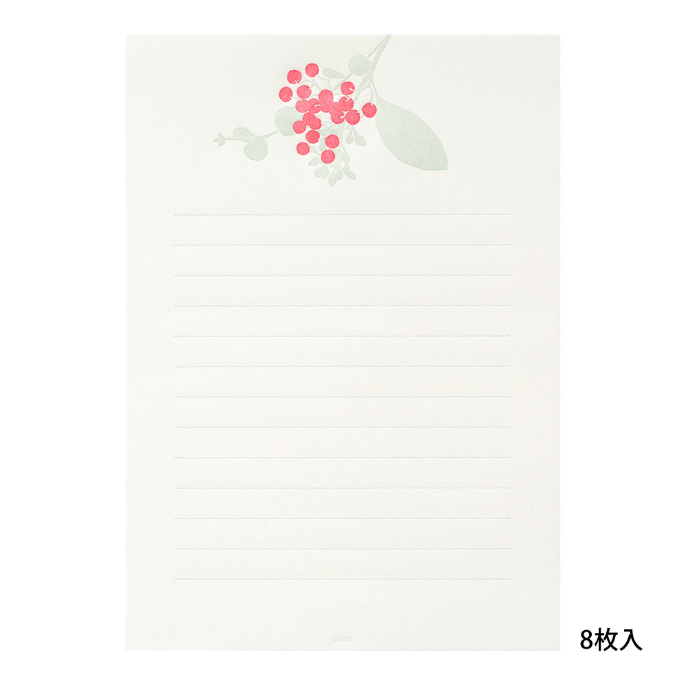 Midori Letter Set 460 Press Bouquet Red