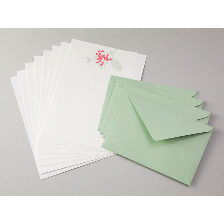 Midori Letter Set 460 Press Bouquet Red