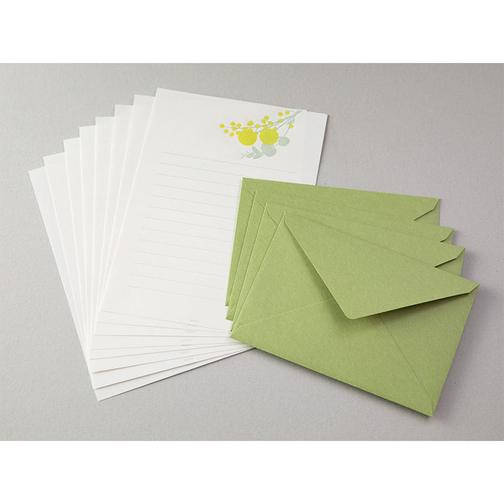 Midori Letter Set 461 Press Bouquet Yellow